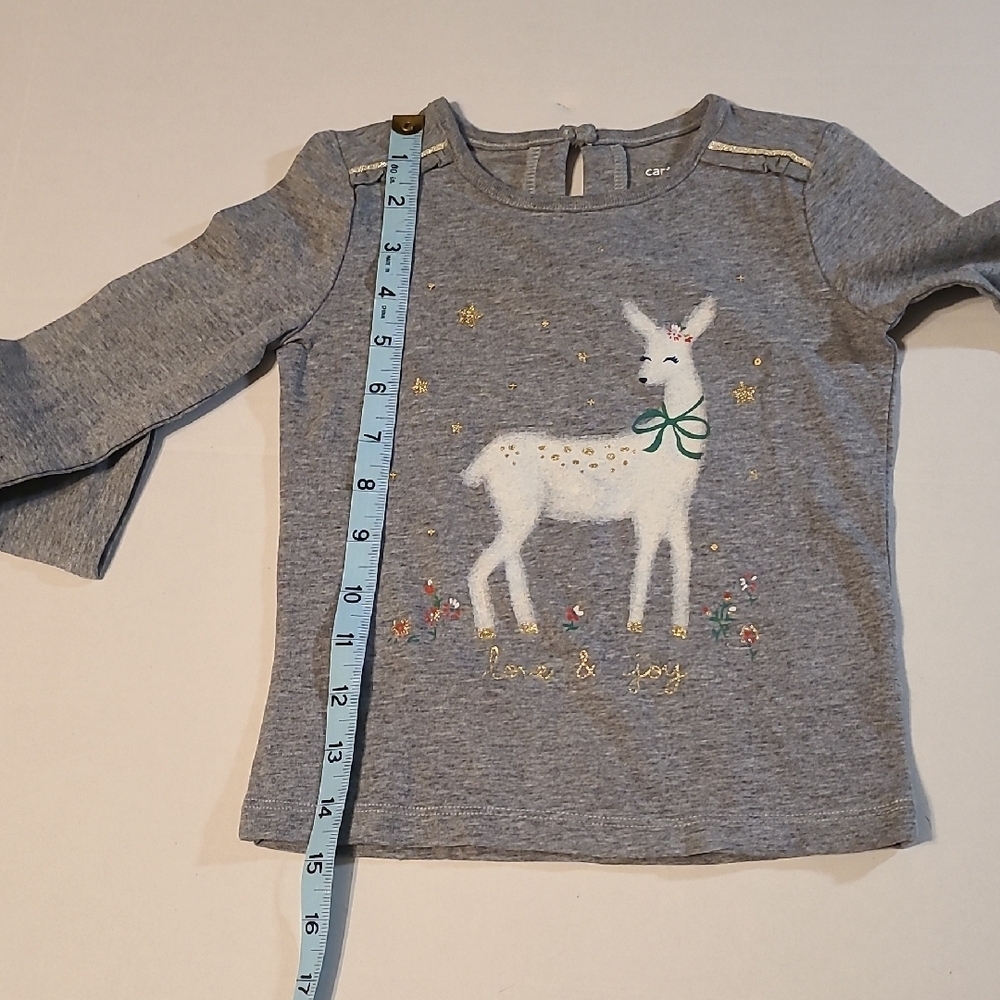 Carters Cute Festive Girls Reindeer Shirt With Glitter NWT Size 3/3T - Picture 7 of 10